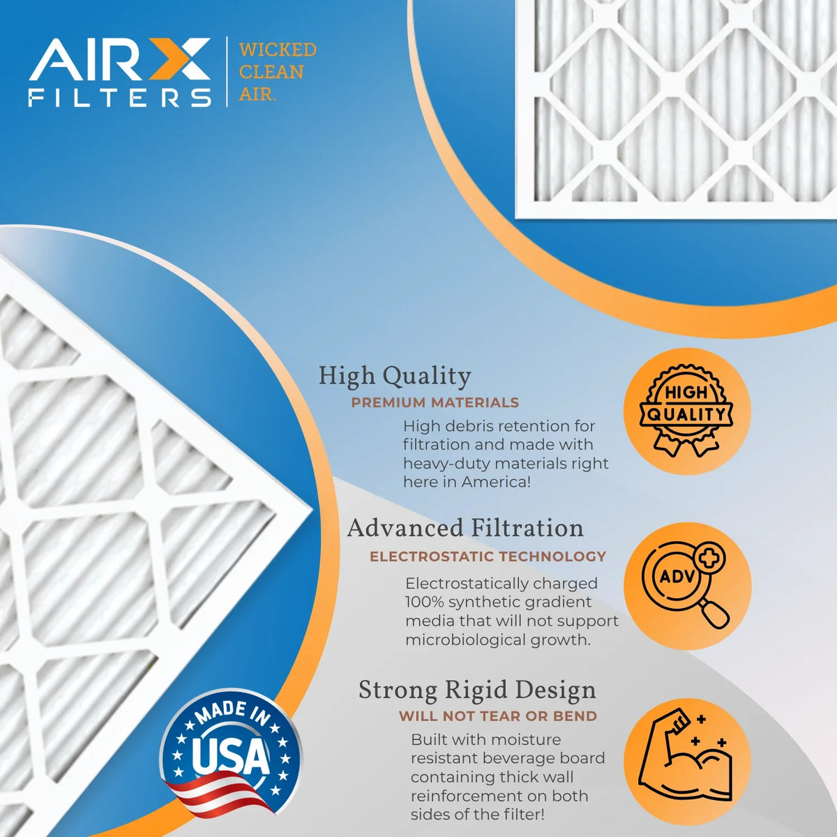in Pack USA - to Comparable Filter MPR WICKED - of AIR. 12x24x1 Rating, CLEAN MERV 13 Made FILTERS Furnace Filters FPR AIRX 9 2200 Air & 1500 12 by