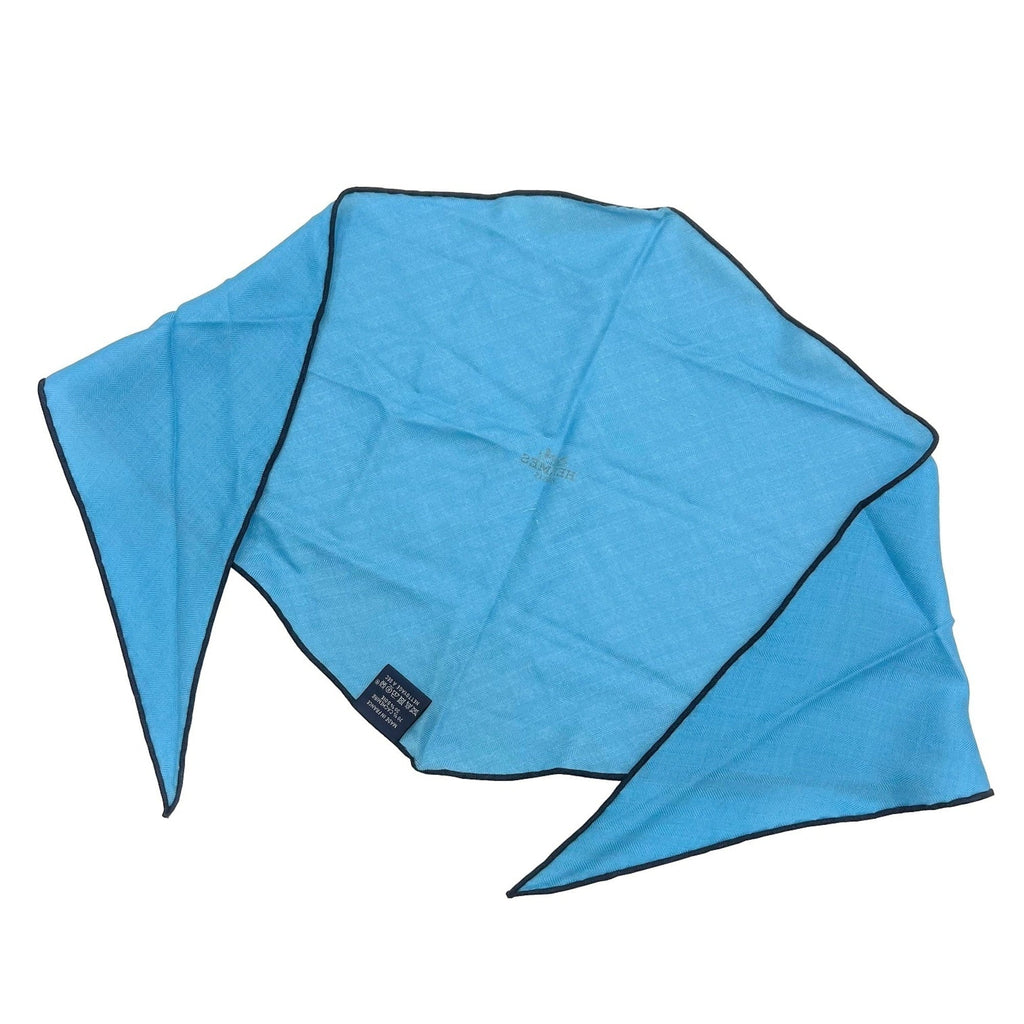(Like Pre-Owned New) ladies cashmere scarf triangle silk Hermes blue HERMES