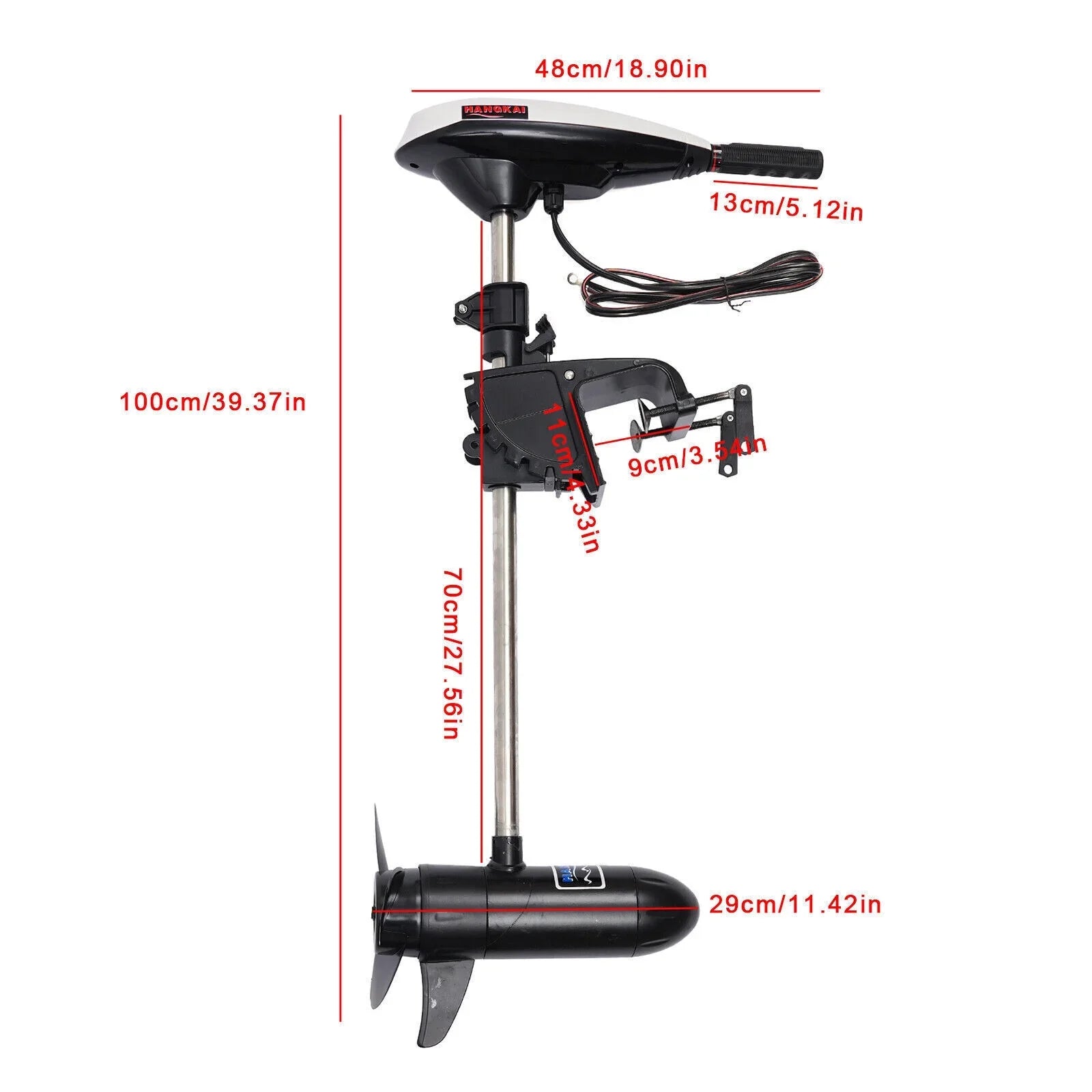 Duty Electric Outboard Motor HANGKAI Engine 45LBS Heavy 12V Motor Boat Trolling