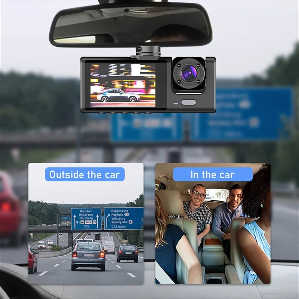 Kepeak Lens Car Video Dash HD Cam Front/Rear/Inside Dual G-Sensor Camera 1080P Recorder