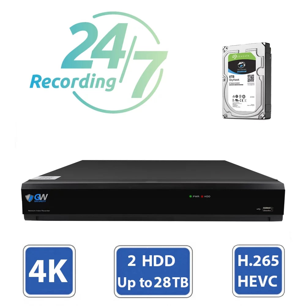 Face/Human/Vehicle 8MP Security 3840TVL Cameras, AI 2TB with Alert exterior Detection, DVR x Playback, System 8 Hard Camera Smart CCTV 4K 8MP Security & Channel 8 Home GW Microphone Drive AI and
