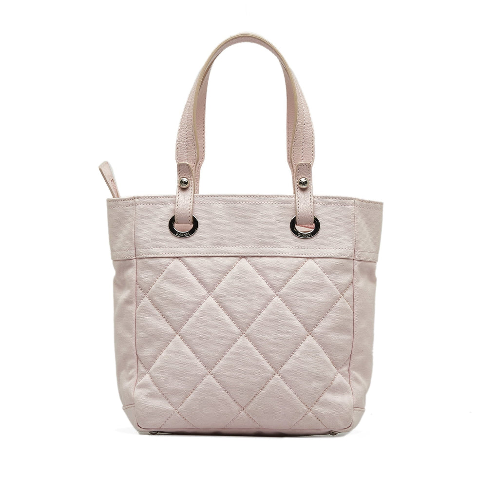 Pink Tote Authenticated Bag Fabric Tote (Good) Paris-Biarritz Unisex Pre-Owned Canvas Small