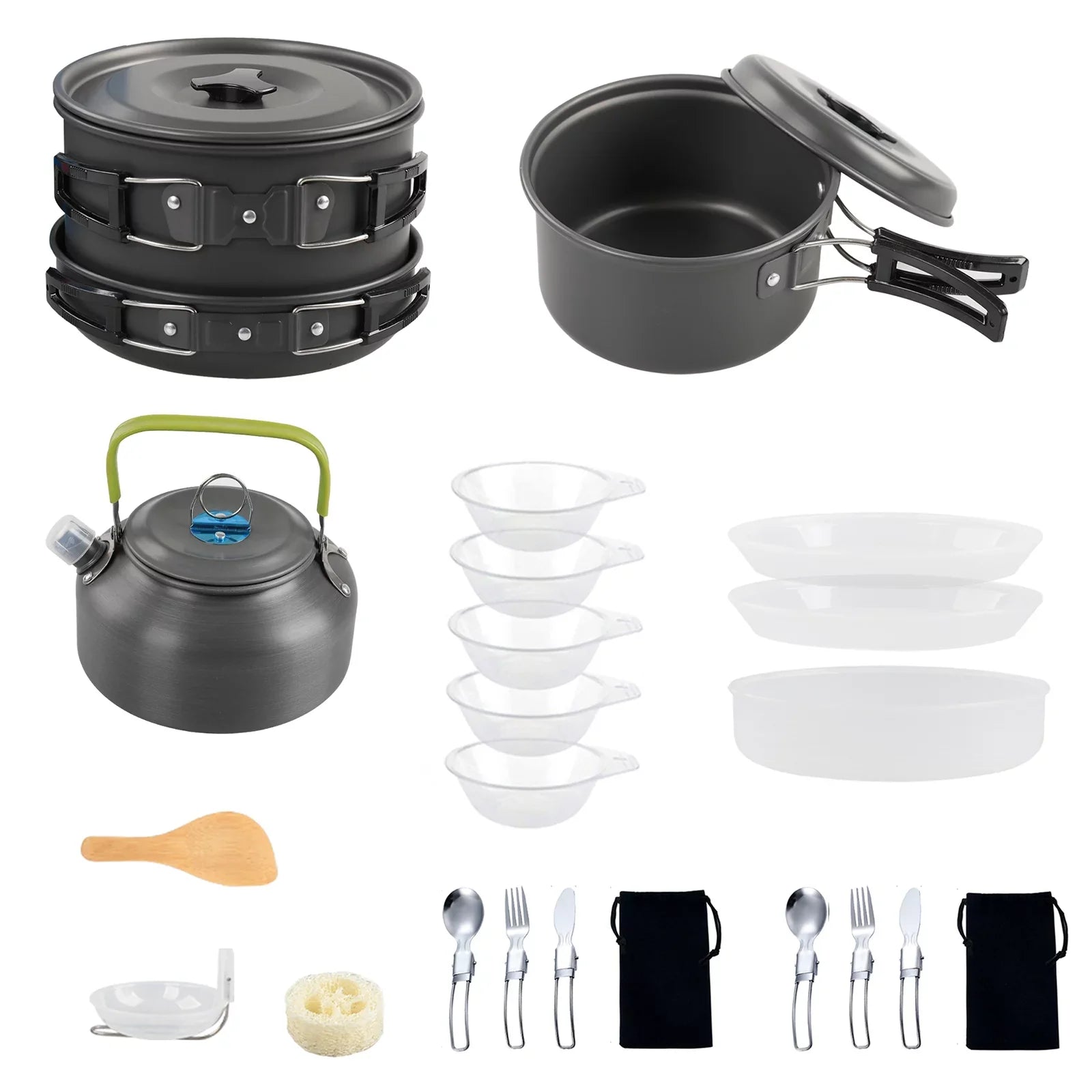 Mess Camping Yabuy Hiking with Non-Stick for Backpacking Set Pot Pan Camping Cookware Kettle and Kit
