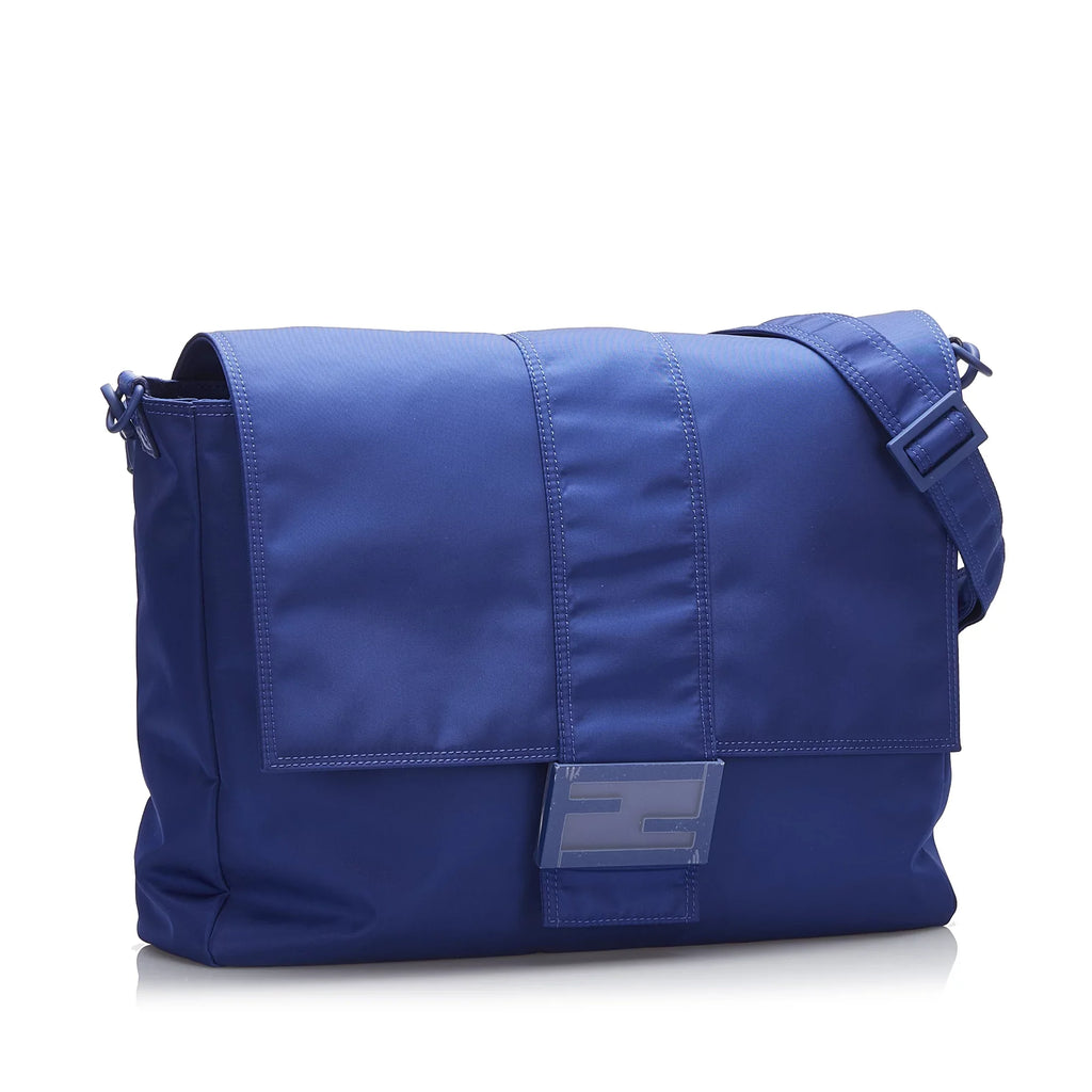 Unisex Nylon Crossbody Pre-Owned Lock Authenticated FF Crossbody Blue Fabric (Good) Bag Fendi