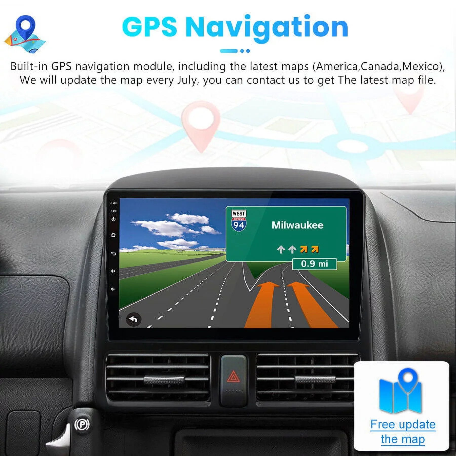 2002 Touch with AWESAFE Car GPS Auto 2003 Android 9 Navigator Inch WiFi Bluetooth Honda for Screen Radio CRV FM Carplay 2004 Mirror Link 2005 2006,1+32GB Stereo 2001 Radio
