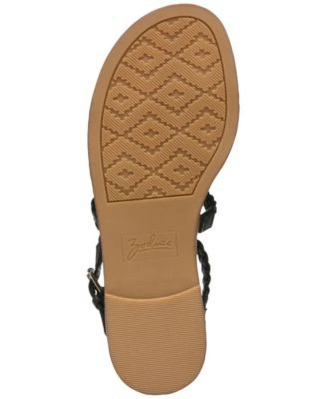 Accent Cushioned Zip-Up 5.5 Toe Round Shoes Womens Black Woven M Camelia Buckle ZODIAC Sandals Gladiator