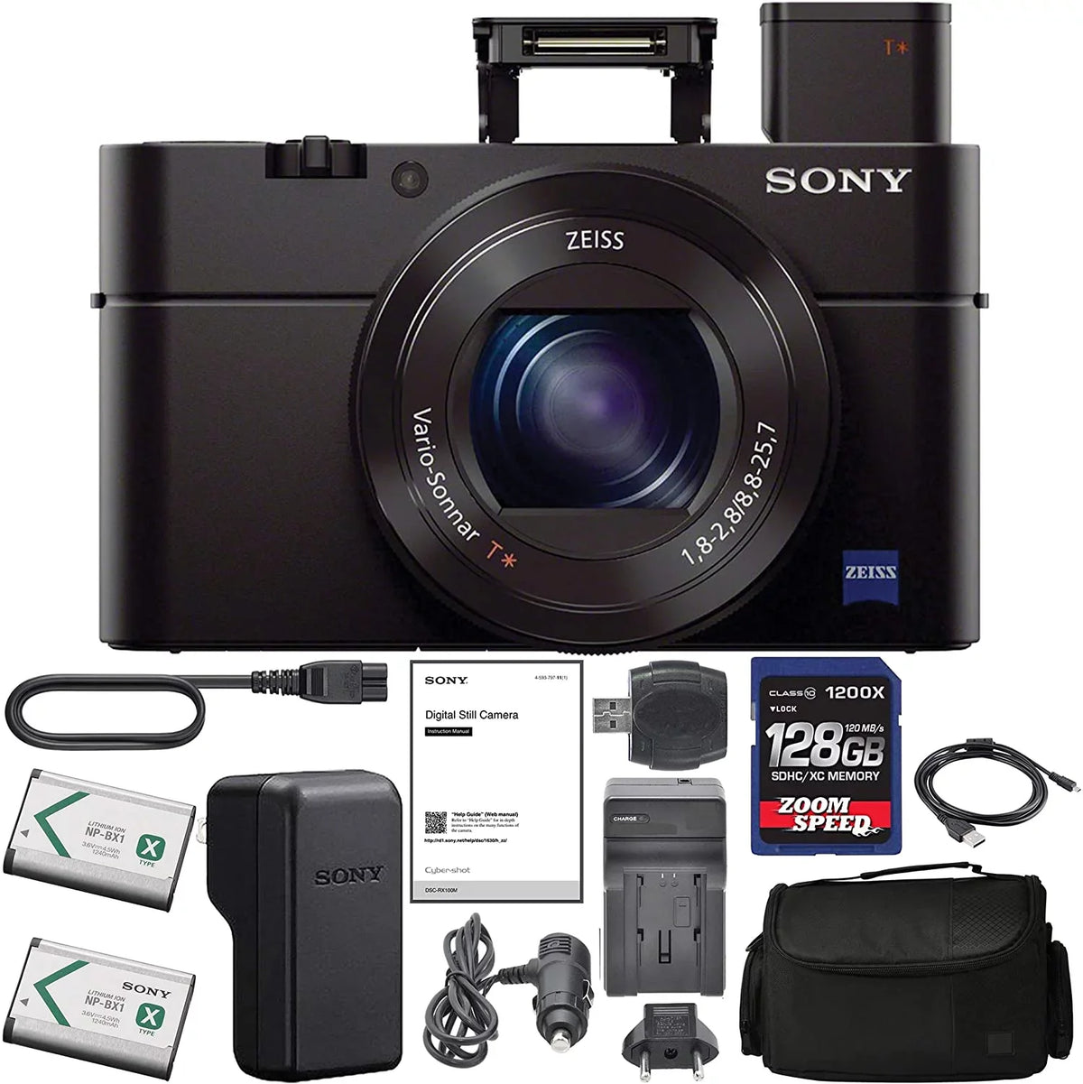 128GB AOM Wty) - Kit Digital Combo (1 DSC-RX100 International Pro Year Cyber-Shot AOM + Camera (DSCRX100M3B) Version Bundle III