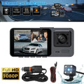 Onemayship Rear DVR Video 3 Inside Front Camera Dash Car Cam Recorder Lens G-Sensor 1080P