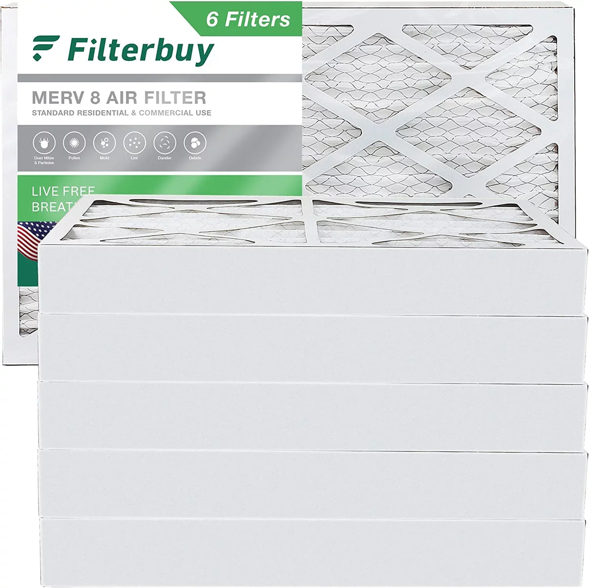 HVAC Filters MERV 8 Pleated Filterbuy Air AC 16x24x4 (6-Pack) Furnace