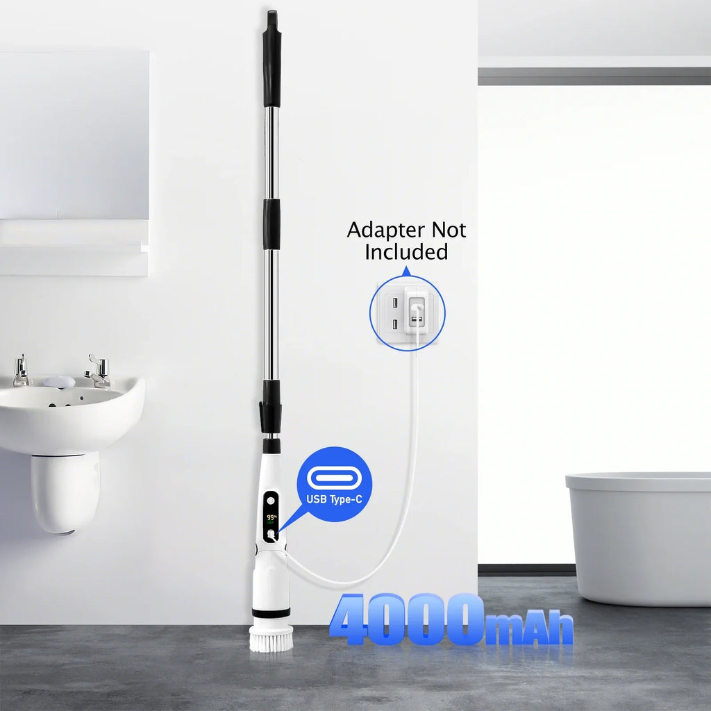 Cleaning Cordless WLRETMCI for Handle Electric with 8 Brush Kitchen Tub Household Cleaning Brushes with Floor Heads,Shower Scrubber Spin Scrubber, Long Brush Car Bathroom Tile