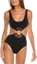 Vince 10 One-Piece Swimsuit, Logo Cutout Ring BLACK US Camuto