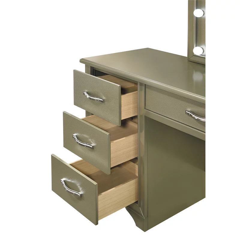 Lighting Beaumont with Mirror Champagne Desk 7-drawer Vanity