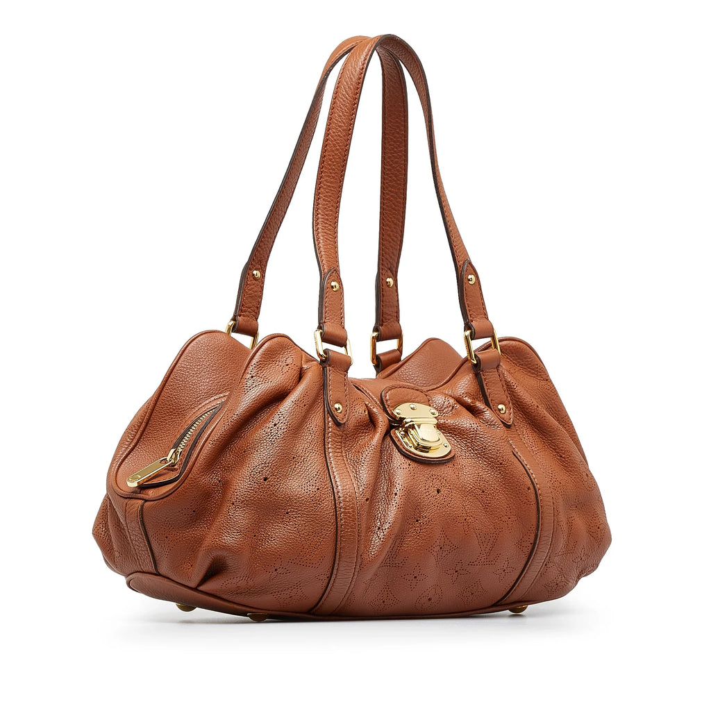 Lunar Bag Shoulder PM Pre-Owned Brown Mahina Monogram Leather (Good) Authenticated Calf Unisex