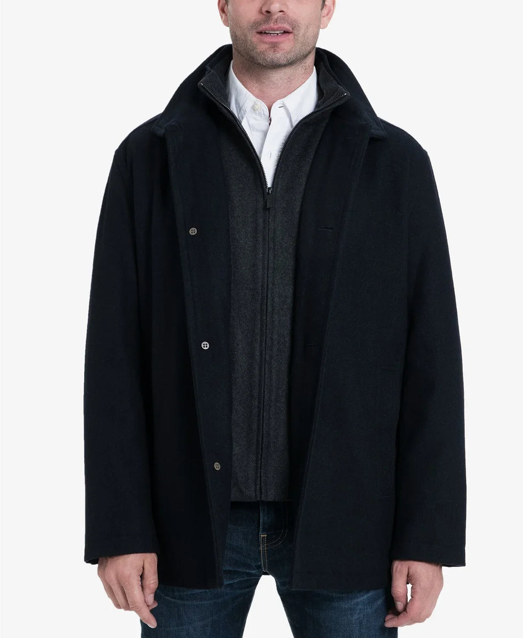 Men's Button Fog Charcoal, Coat, Medium Car Blend Wool Front London