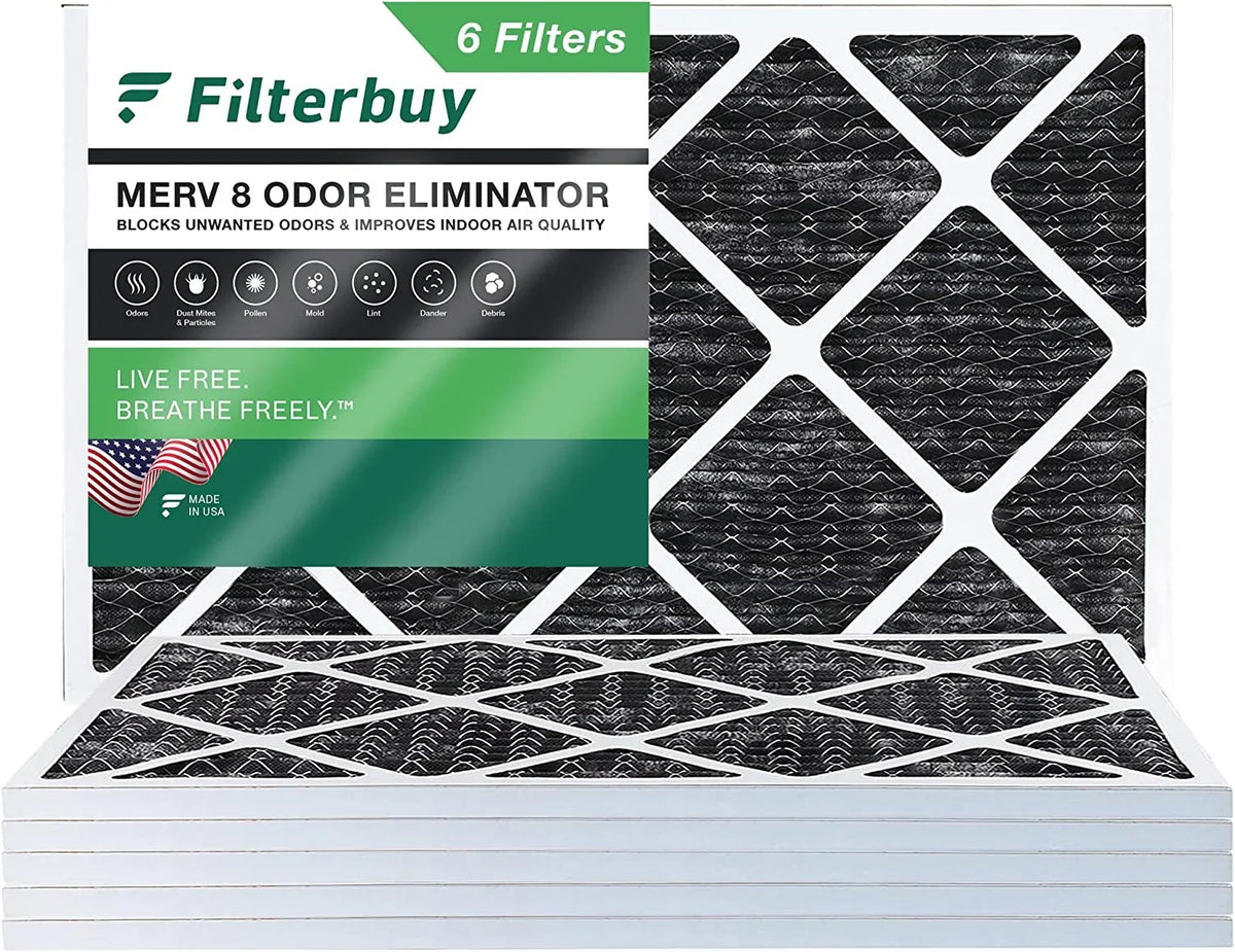 8 MERV AC (6-Pack) Filters Air Furnace Odor Filterbuy HVAC Pleated Activated Eliminator with 14x24x1 Carbon