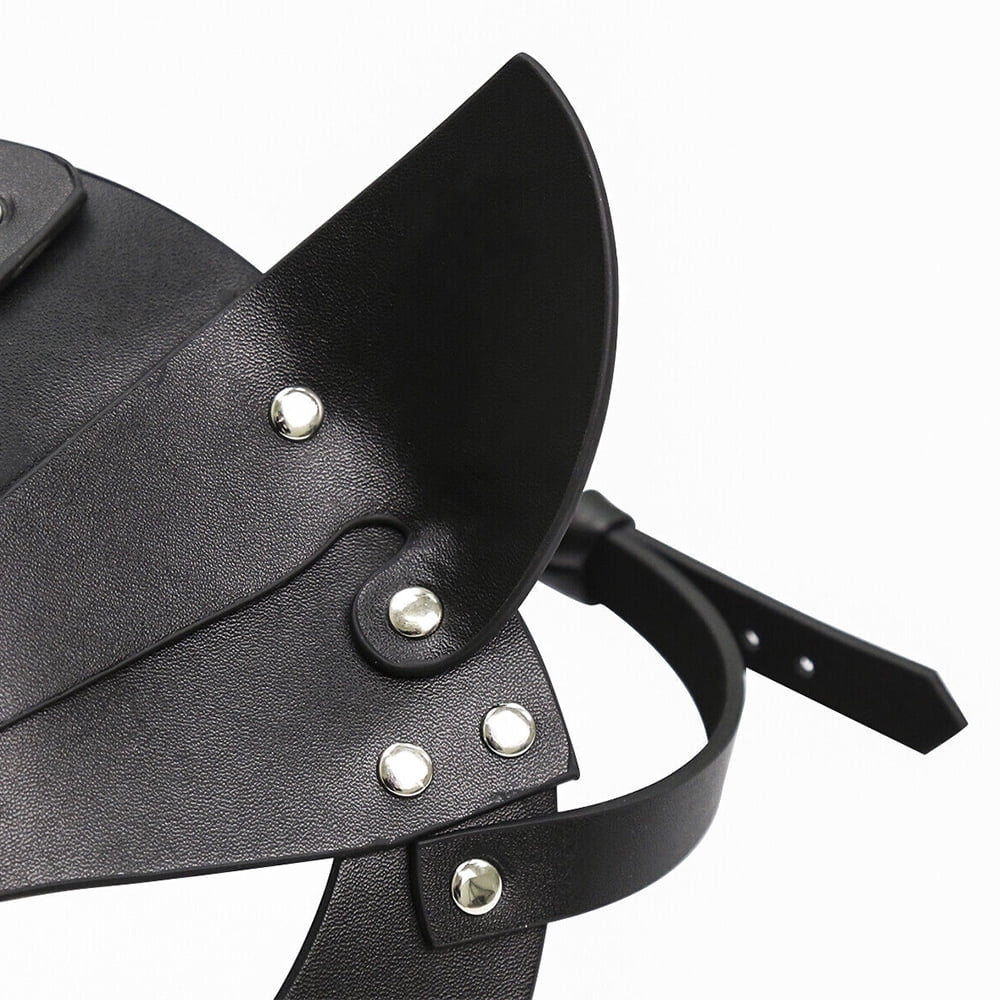 Nightclub - Leather Masquerade, Choker Faux for Halloween, Sexy Set and 1pc Fun Fox and Roleplay Mask Carnival and Set Lingerie for