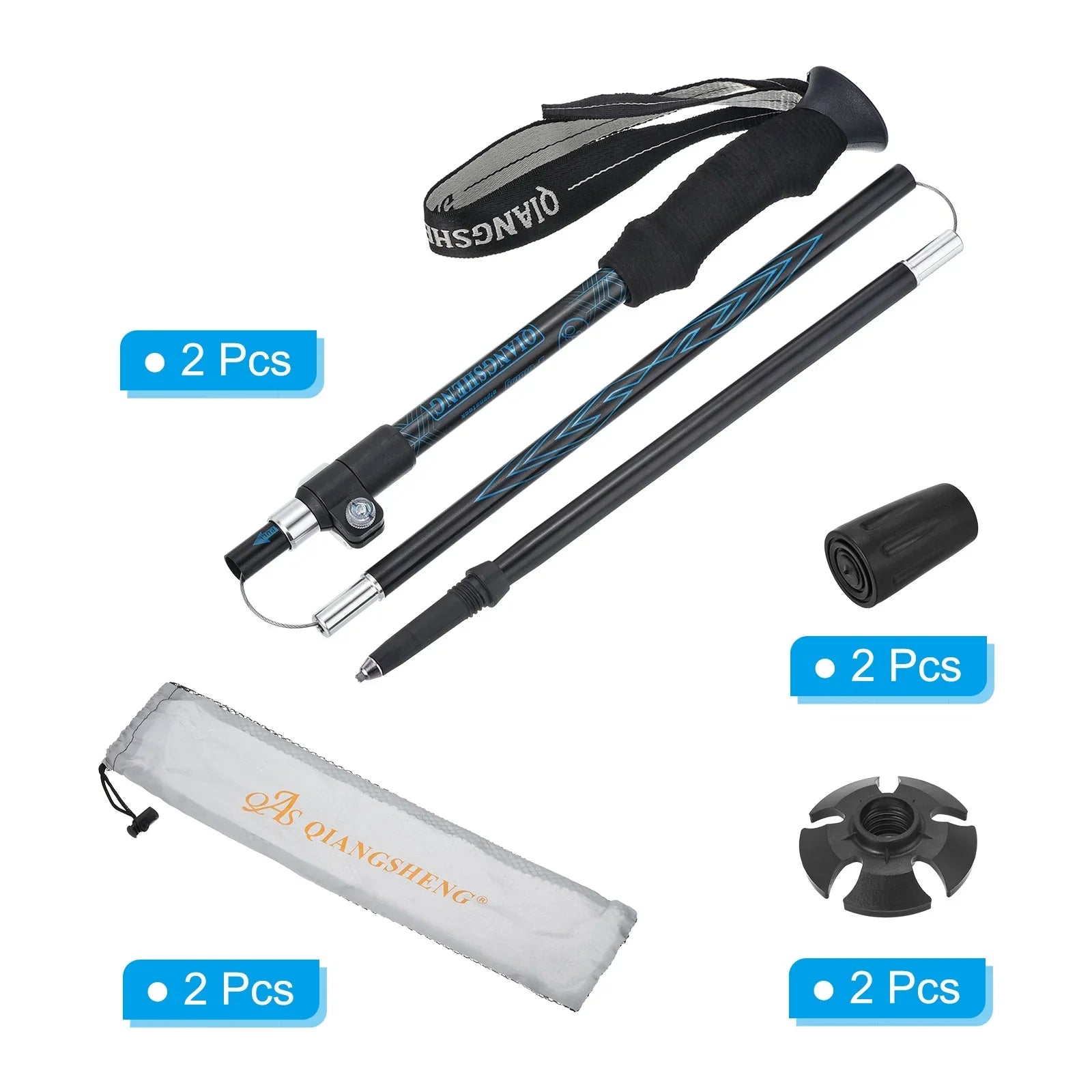 Poles, Hiking Telescopic Blue Uxcell Trekking Collapsible Inch 53 Pole 2Pack