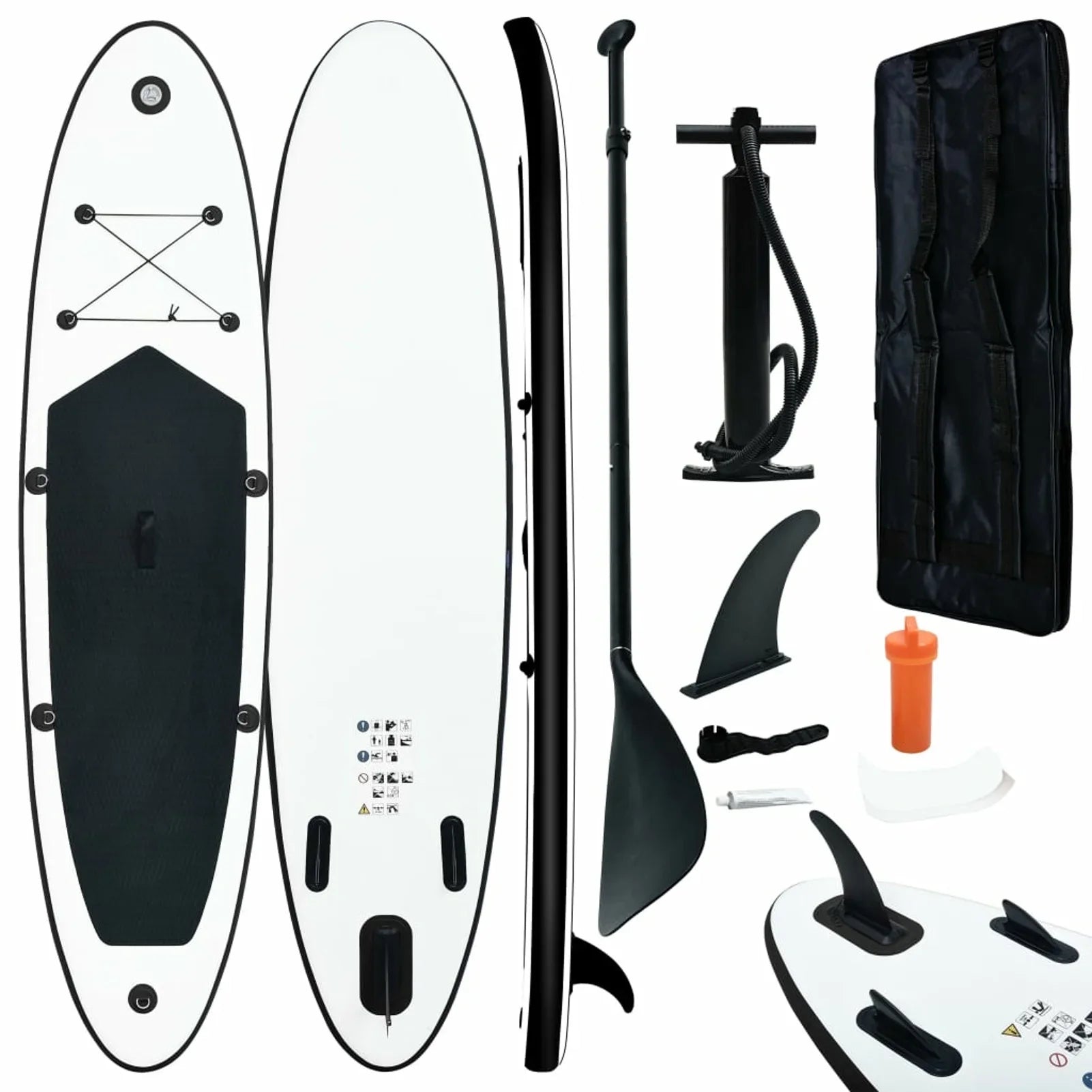 Set White Paddle Board and Inflatable Black Maboto