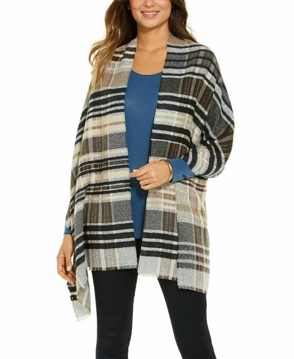 Plaid Scarf Oblong Textured Echo