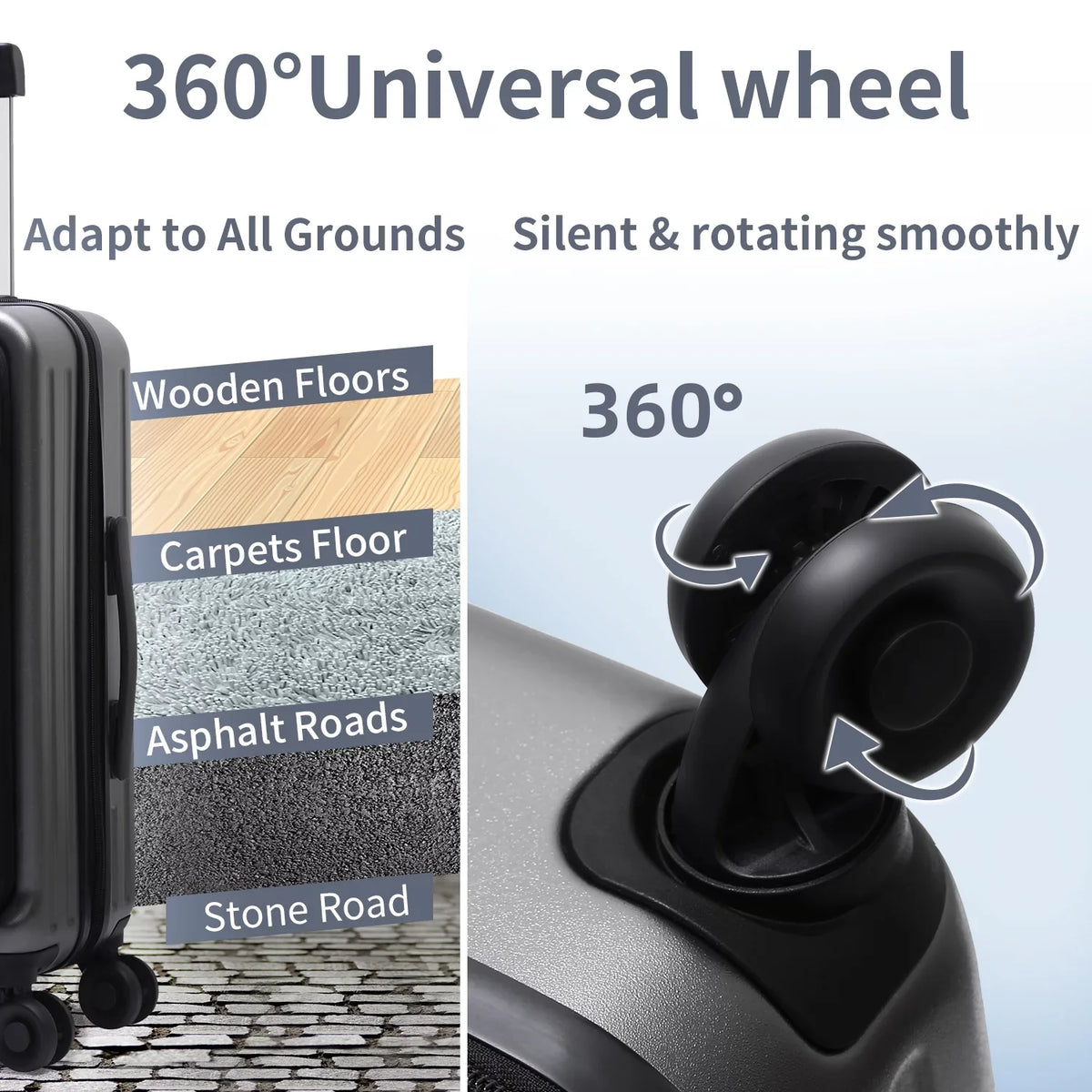 37~41L 20 Pocket Piece 65L,Dark Inch with Spinner ABS+PC with Set, Luggage Only Hardshell Lightweight Laptop TSA Lock Expandle, + 24 Wheels, 2 20/24 & Front Inch Suitcase Grey 20 &
