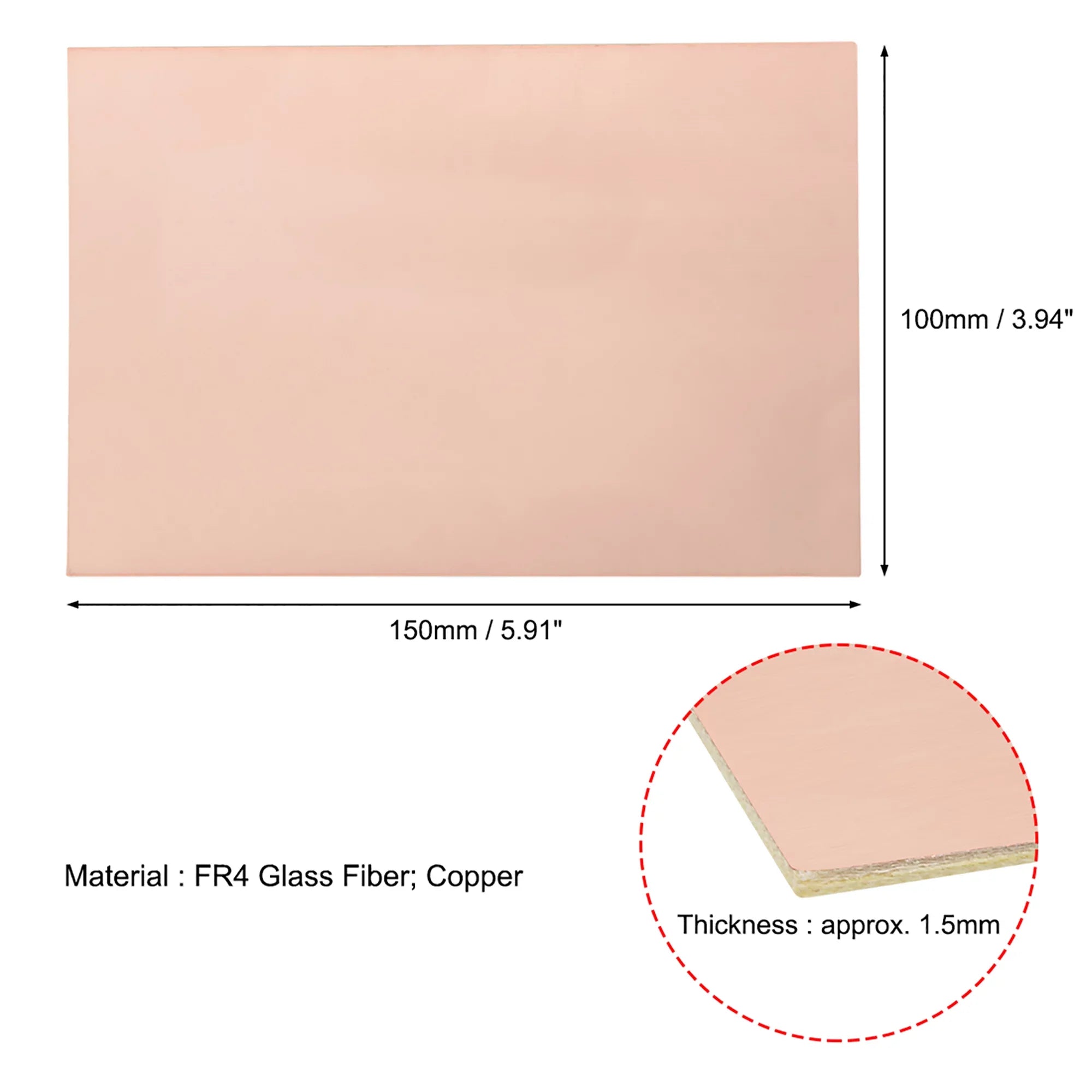 Board FR4 Pcs 15 PCB DIY Laminate Prototyping Board Circuit Thickness 1.5mm Copper 150x100mm Double-Sided PCB Clad
