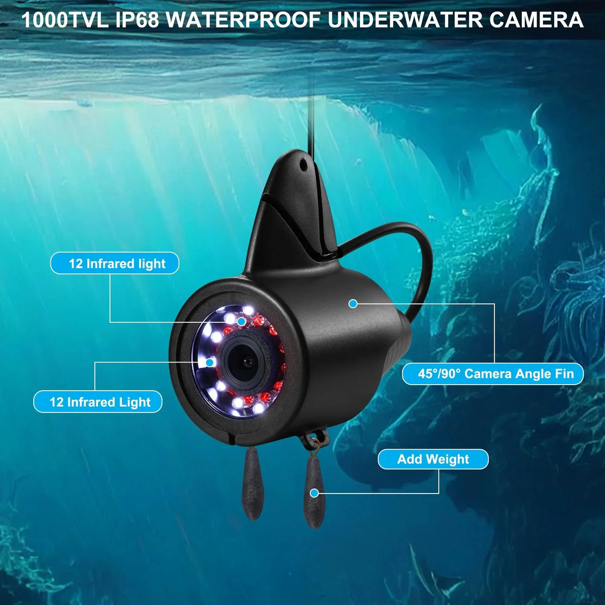 Camera inch Finder for Underwater Ice Boat Fishing Fishing Lake Kayak with Ice Bracket Fish 7 Ice Fishing