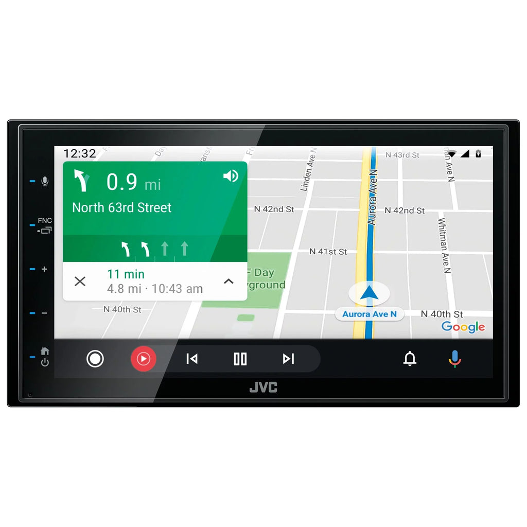 JVC Media Digital Adaptor, Harness Antenna Receiver CarPlay/Android Compatible 6.8" - Auto Bundle with Dash Wrangler, and KW-M560BT JVC with Wiring 03-06 Kit,