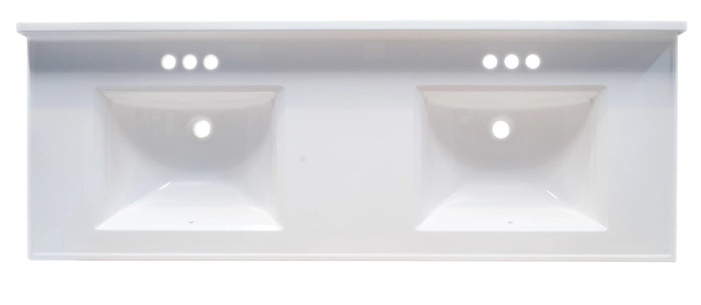 Mount White Marble Double Integrated Solid Backsplash, Rectangle with Cultured Design Camilla House Centerset 557678-WHT Top 61-inch Bowl Vanity