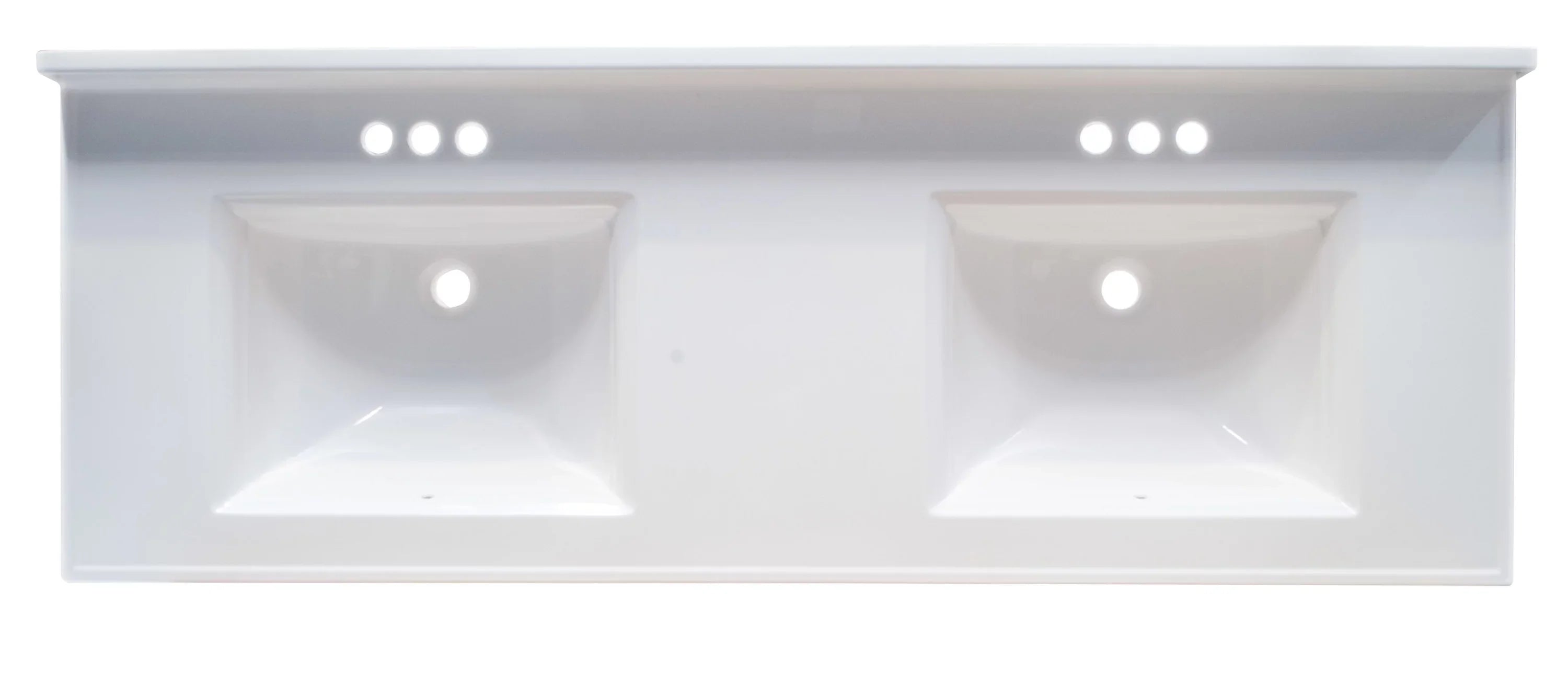 Mount White Marble Double Integrated Solid Backsplash, Rectangle with Cultured Design Camilla House Centerset 557678-WHT Top 61-inch Bowl Vanity