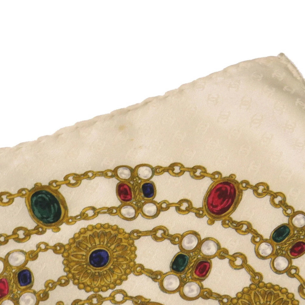 Silk Scarf Beige Stone (Fair) Pre-Owned Motif