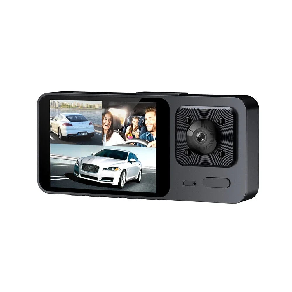 Onemayship Rear DVR Video 3 Inside Front Camera Dash Car Cam Recorder Lens G-Sensor 1080P