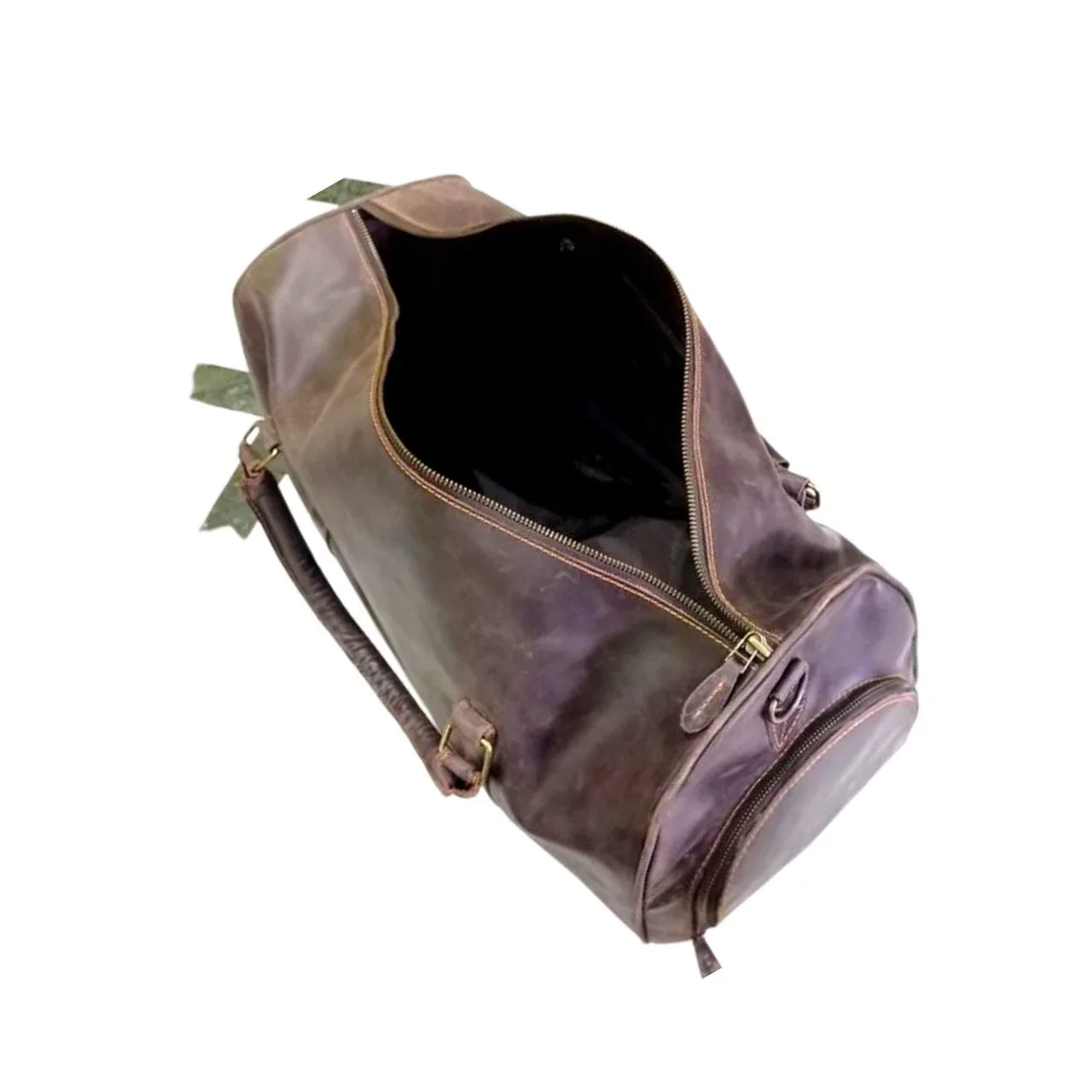 Duffle Leather Gym Travel Luggage AMERICANSTYLE Brown Cow Bag Dark Bag & Leather