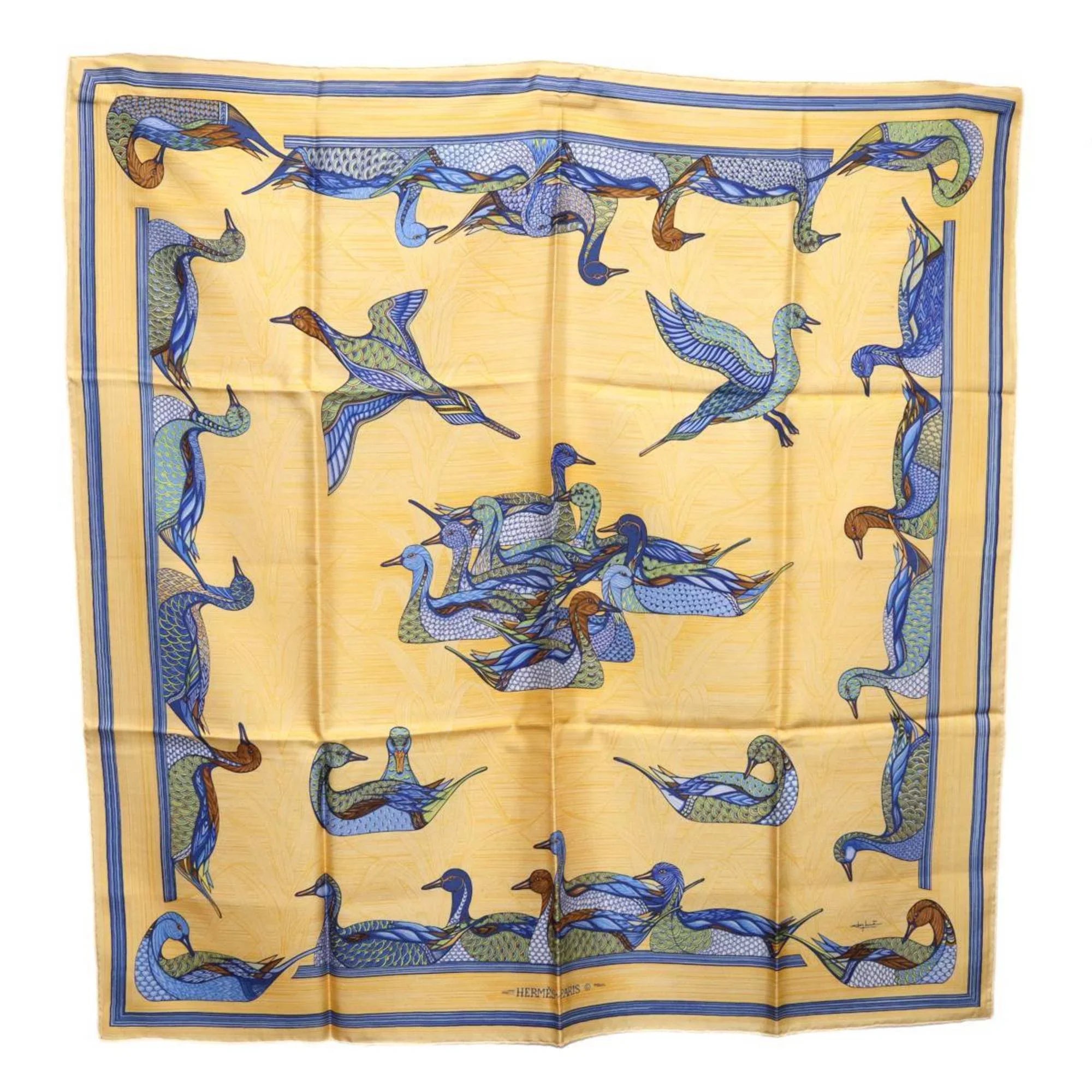 HERMES Pre-Owned 100% pond scarf (Good) Carre duck / muffler silk 90 Hermes
